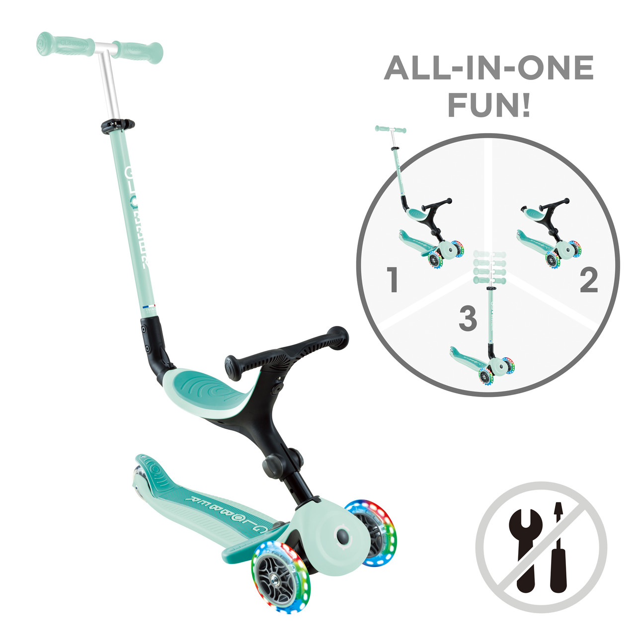 Самокат Globber - Go Up Active Lights Mint - Зображення 2