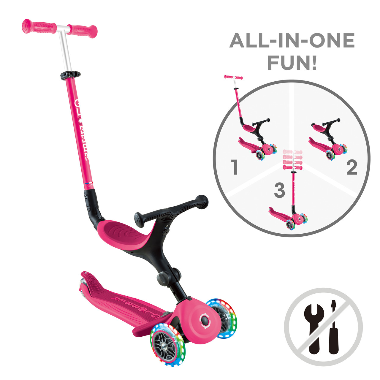 Самокат Globber - Go Up Active Lights Fuchsia - Зображення 2